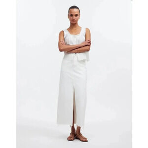 NEW Madewell Women’s Size 16 (33) Tile‎ White Rilee Denim Midi Skirt NWT